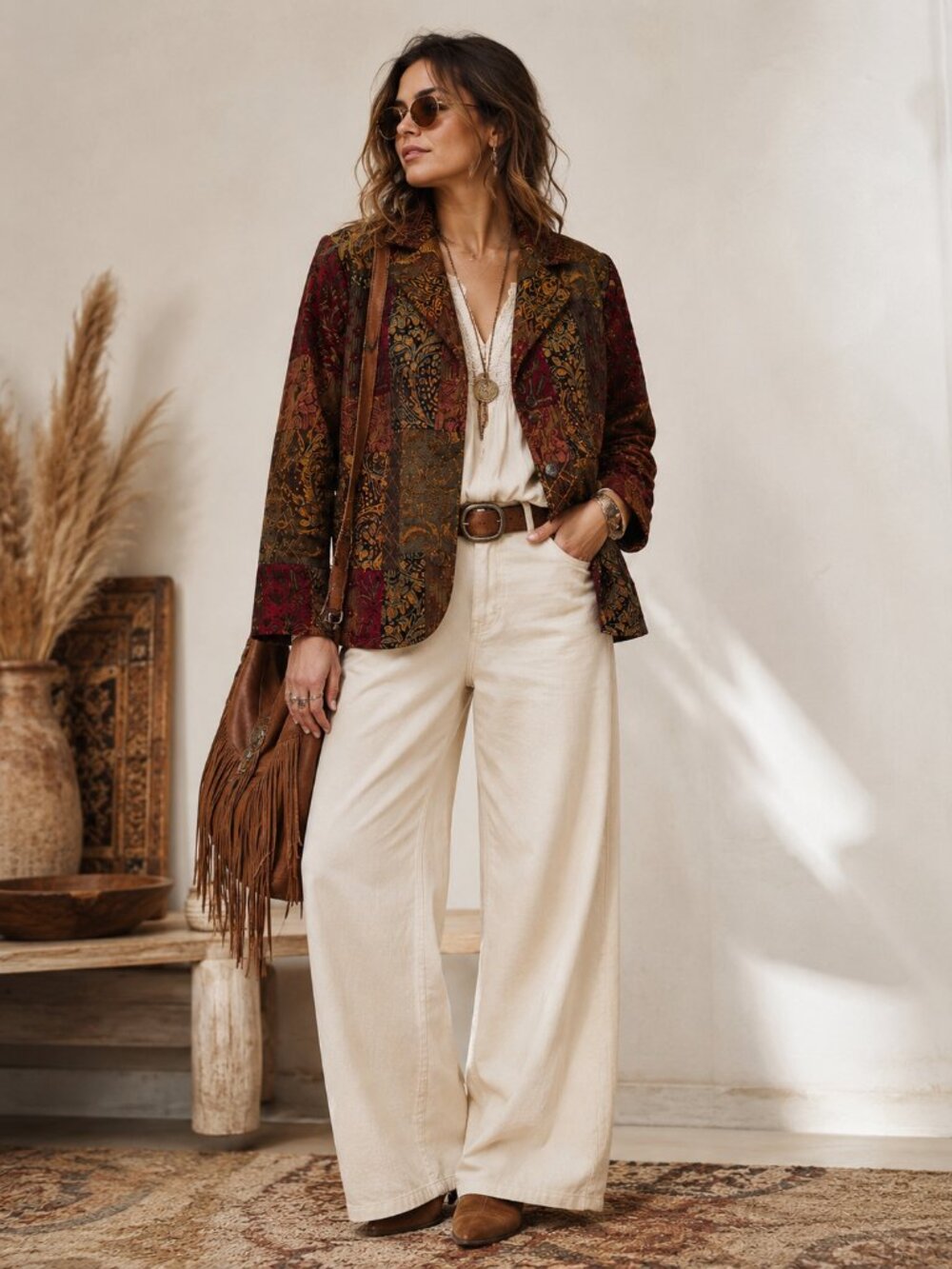 Vintage Erin London Tapestry Patchwork Blazer Jacket XL Boho Brocade